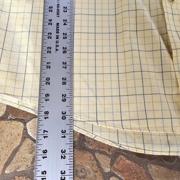 LL BEAN 100% Cotton Yellow Blue Check Pattern Button-down Short-sleeved, Size XL - Picture 6 of 7